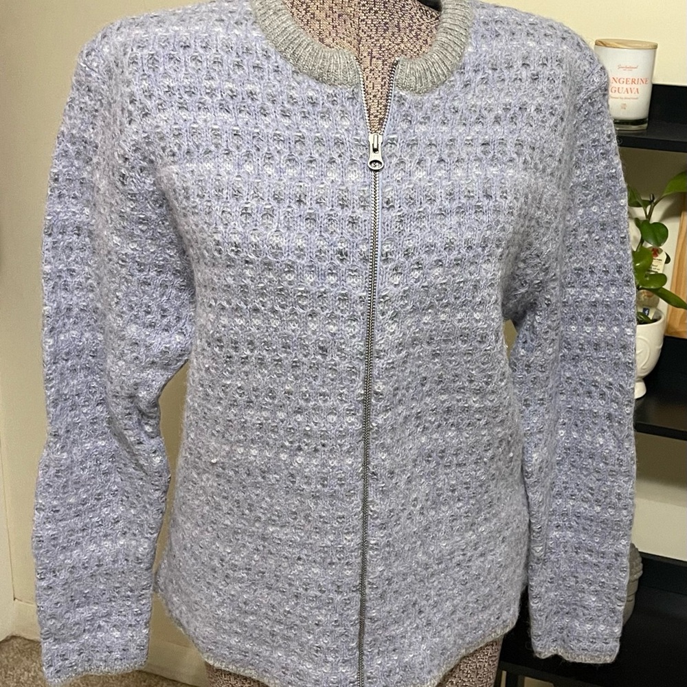 Woolrich Women's Light Gray LilacWool Textured Cardigan